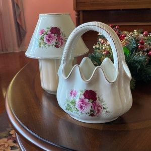 Formalities by Baum Bros. Victorian Rose 🌹 Collection Basket and Candle Topper
